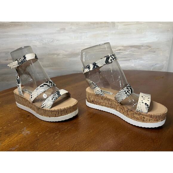 Steve Madden Platform Snake Print Ankle Strap Sandals Size 7 - Picture 6 of 8